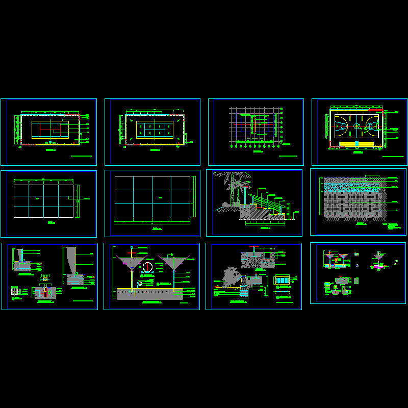 网球、篮球、排球场施工CAD详图纸.dwg - 1