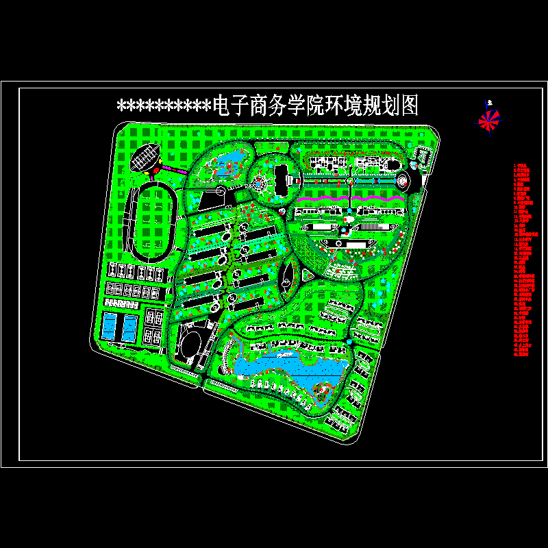 电子商务学院绿化方案设计CAD图纸 - 1