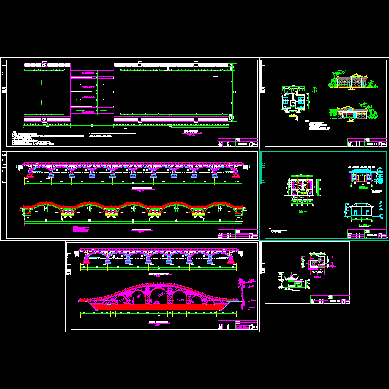 园林石拱桥梁及小品节点CAD详图纸 - 1