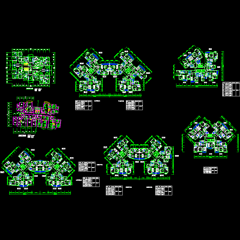 高层住宅楼户型设计经典集合(dwg) - 1