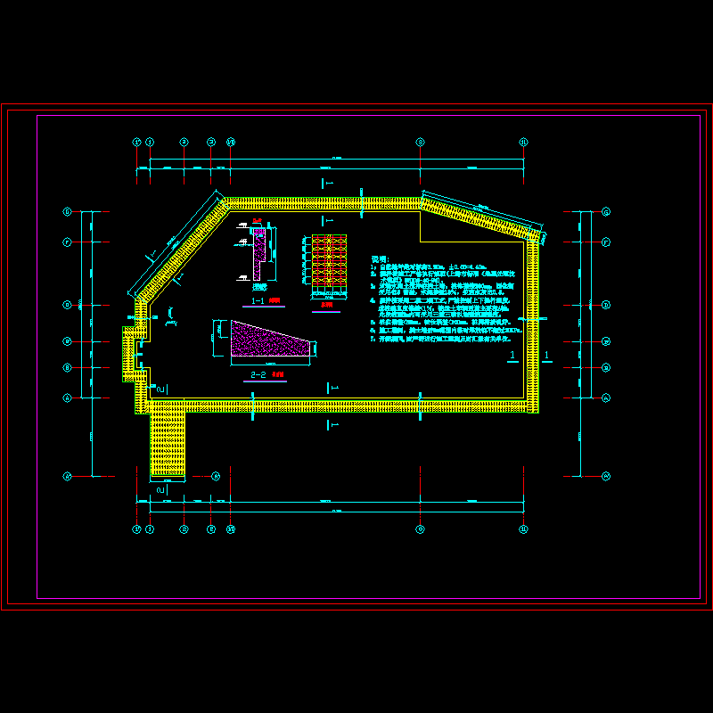 搅拌桩基坑围护结构CAD施工图纸.dwg - 1