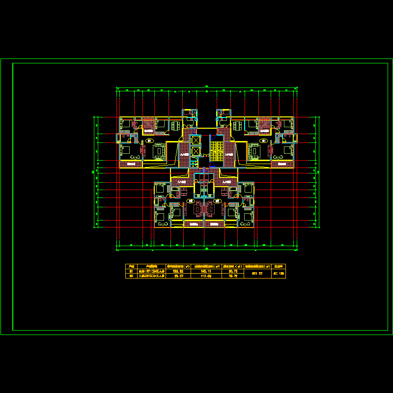 塔式高层一梯四户户型图纸.dwg - 1