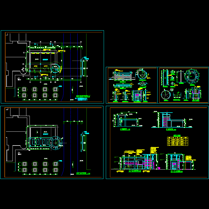 小区大门施工CAD图纸，共5张 - 1