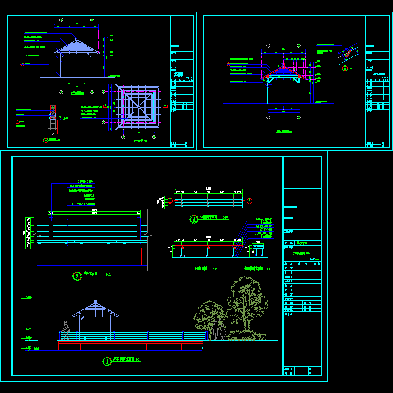 滨水景观亭子施工CAD图纸 - 1