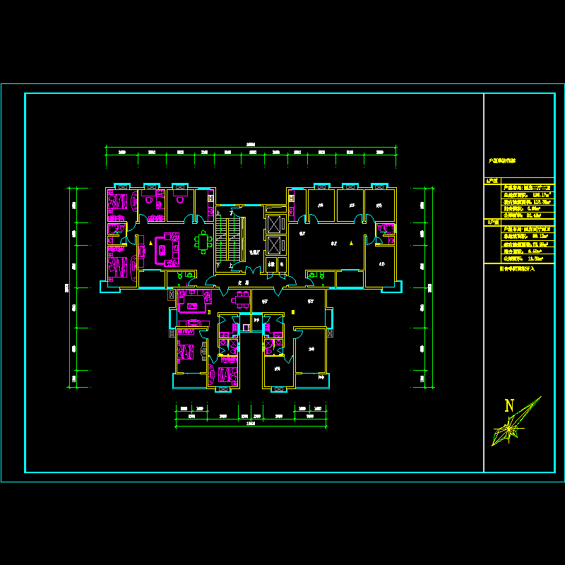 塔式高层一梯四北梯户型图纸（139/89）.dwg - 1