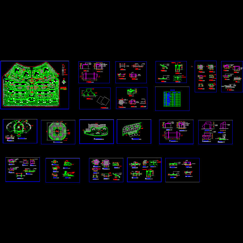 小区区域景观CAD施工图纸.dwg - 1