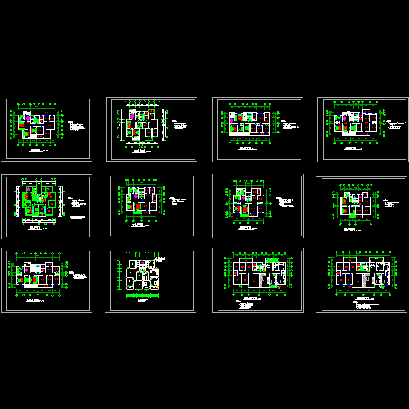 住宅户型平面CAD图纸，共12种(dwg) - 1