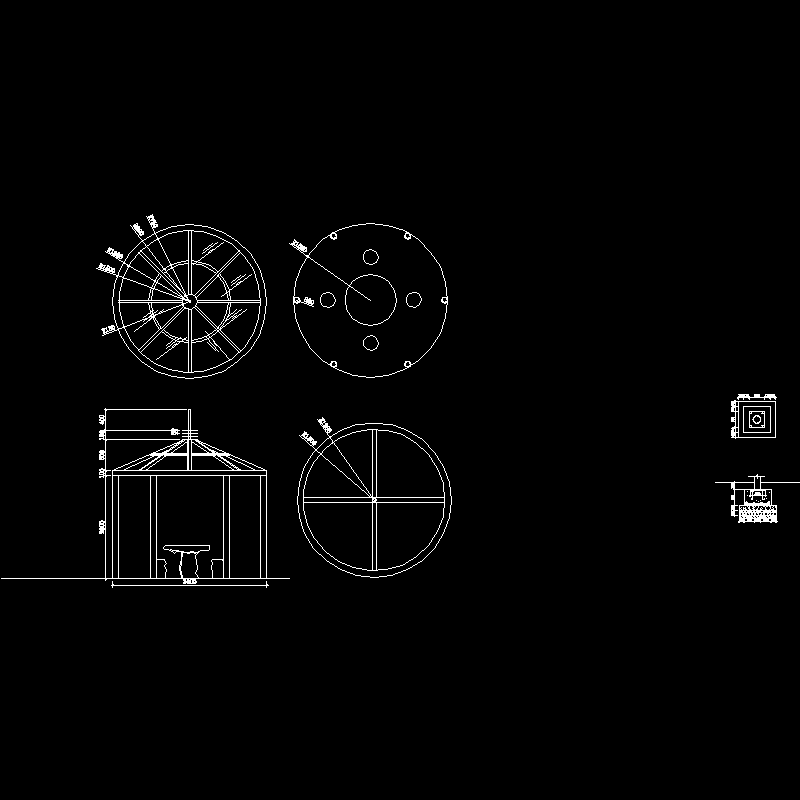 观景圆亭施工CAD图纸 - 1