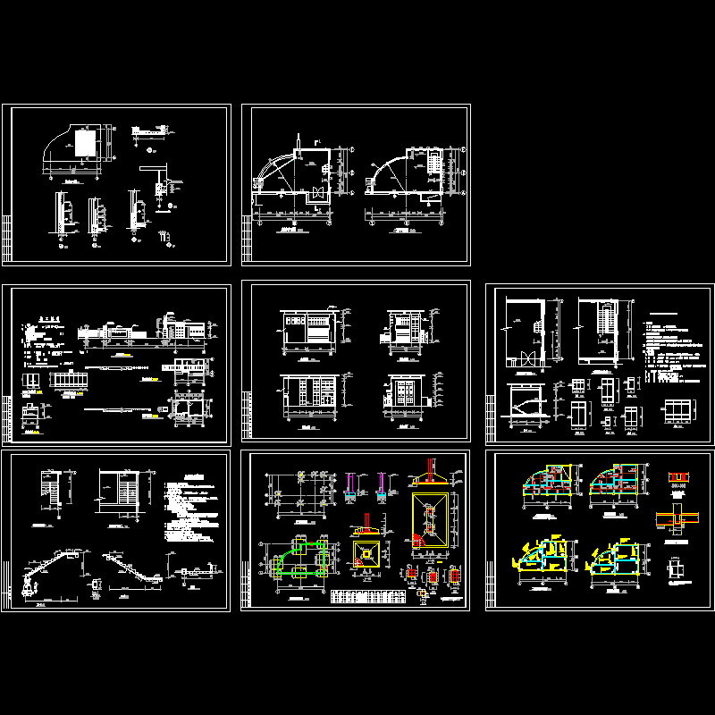 大门传达室和门楼CAD施工图，共8页图纸.dwg - 1