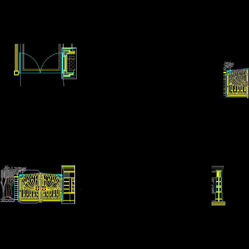 铁艺大门CAD施工图纸.dwg - 1