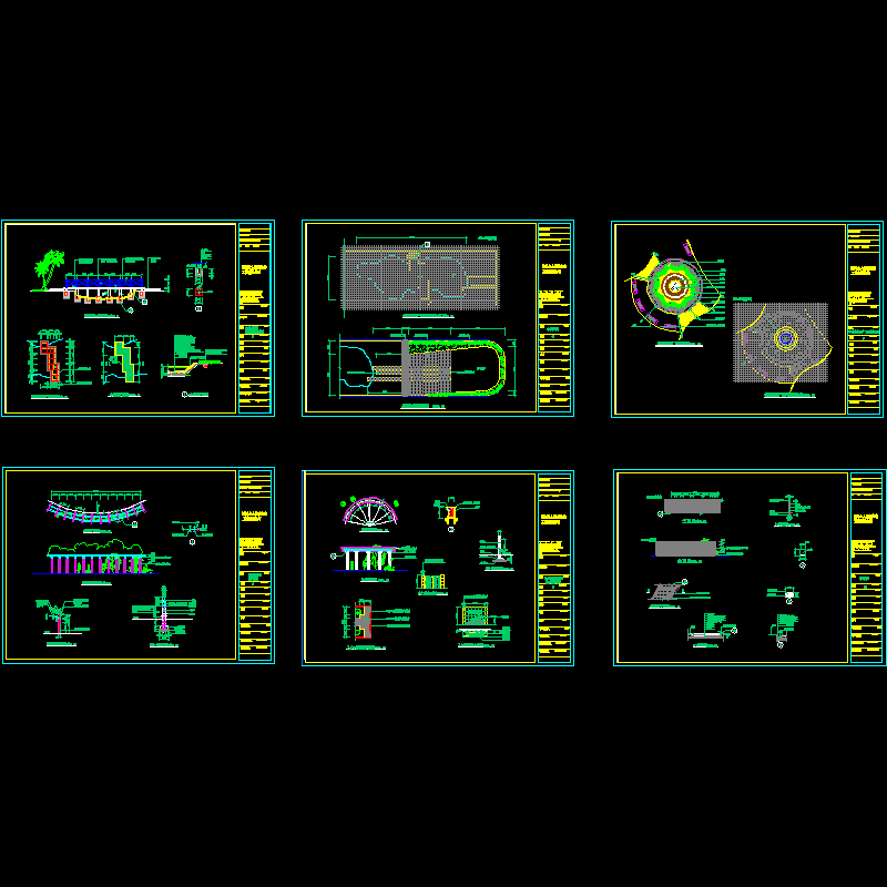 小区6种景观小品CAD施工图纸.dwg - 1