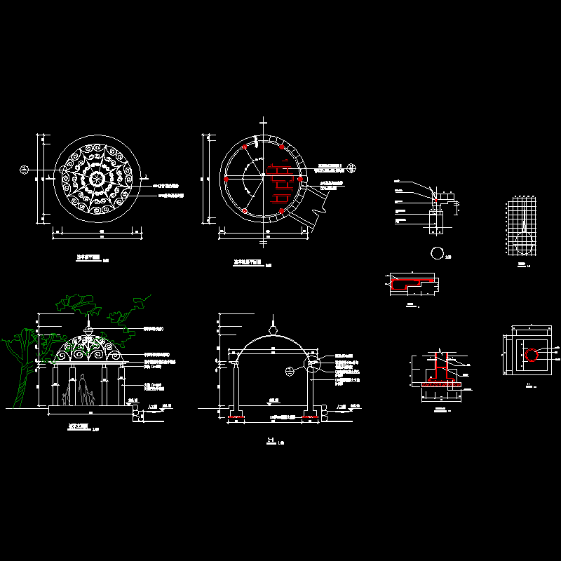 铁艺凉亭施工CAD图纸 - 1