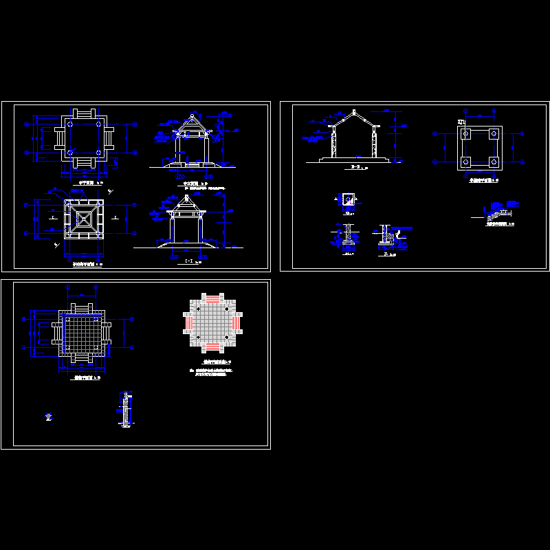 木制四角亭施工CAD图纸 - 1