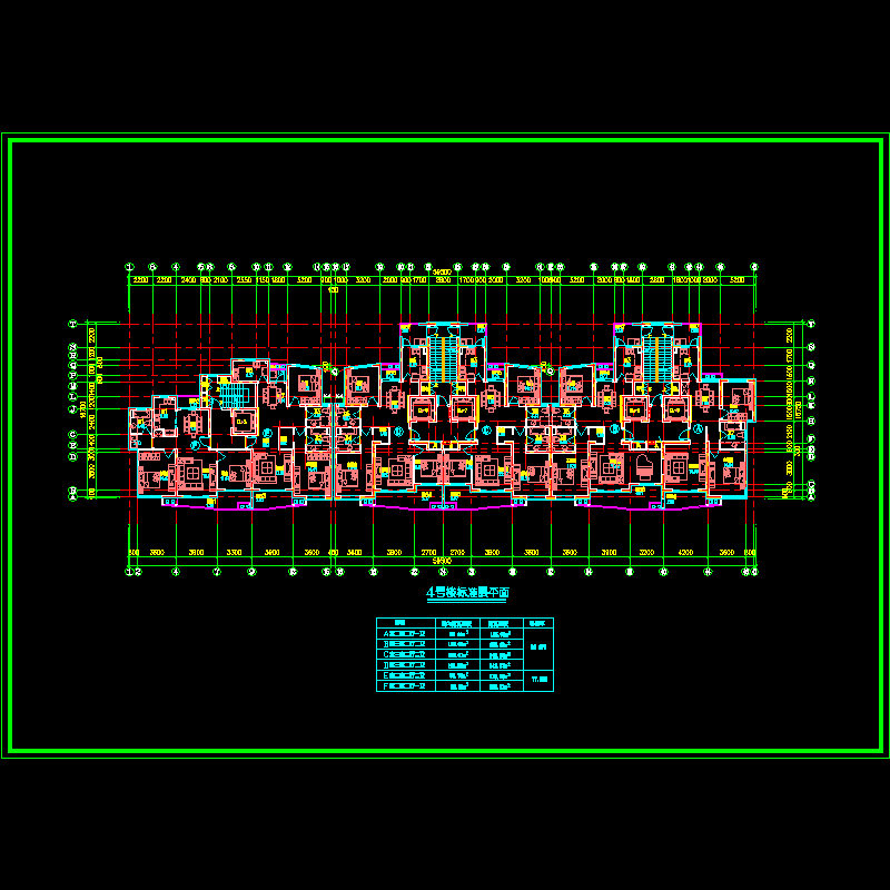 高层板式住宅楼户型图纸（110-150平方米）.dwg - 1