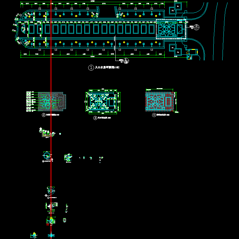 高尔夫别墅入口水景CAD施工图纸.dwg - 1