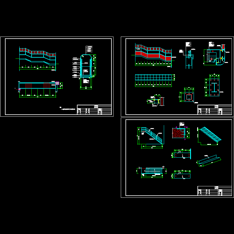 人行天桥构结构设计CAD施工图纸，共3张施工图纸 - 1