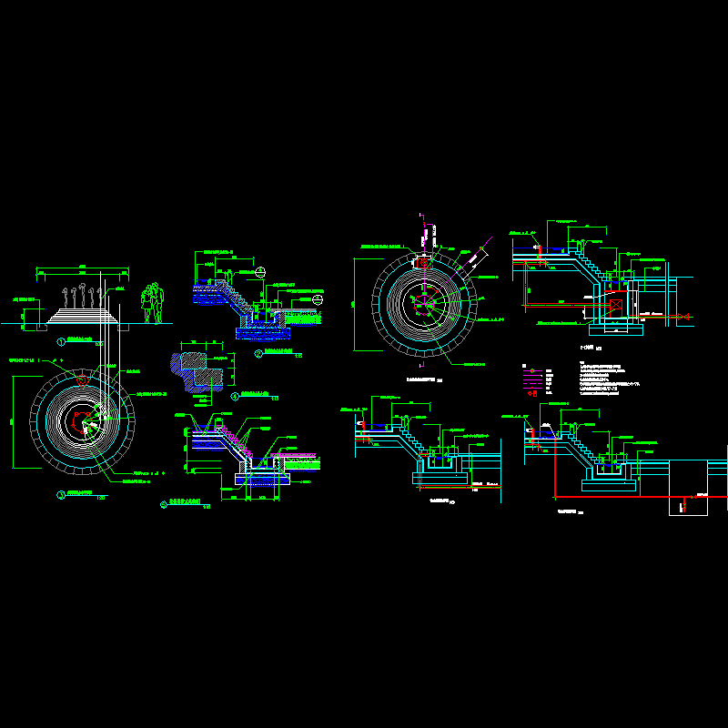跌水池详细CAD施工图纸 - 1