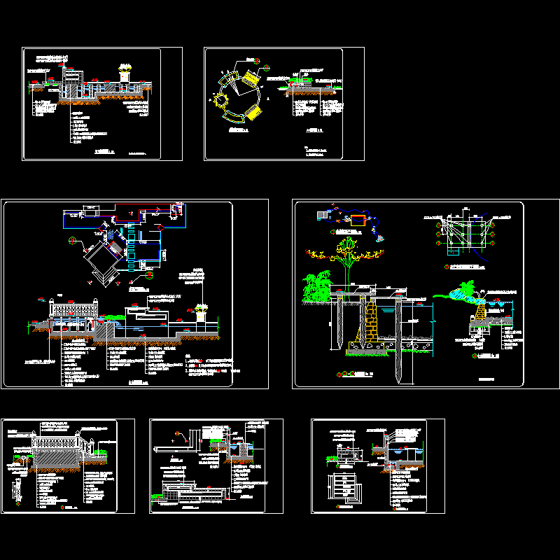 庭院水景全套CAD施工图纸 - 1