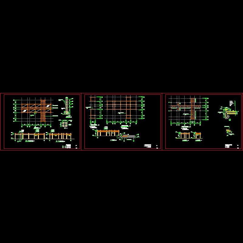 3层廊架施工CAD图纸 - 1