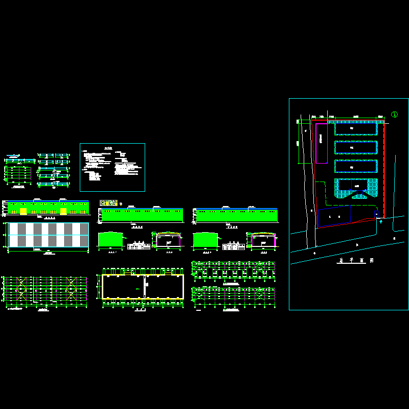 单层轻钢结构厂房设计CAD图纸，含设计说明.dwg - 1