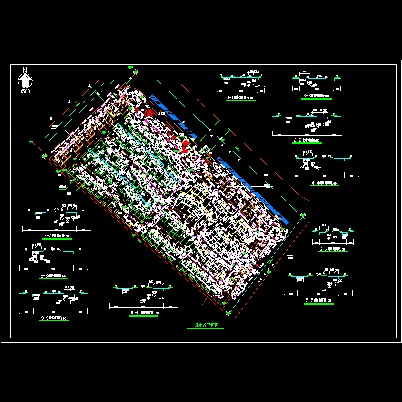 小区室外排水施工CAD图纸 - 1