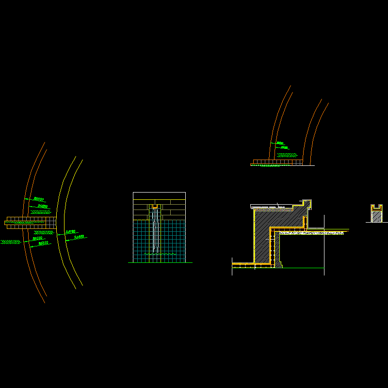 特色喷水景墙节点CAD图纸 - 1