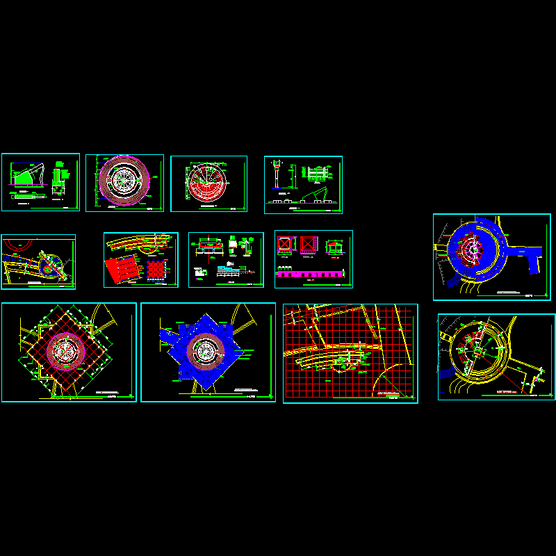 城市休闲广场施工CAD图纸，共有13张CAD图纸 - 1