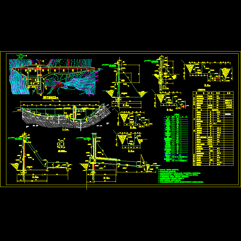 171.4米长29.1米高浆砌石重力坝设计cad图纸,纵剖图,结构图和说明 - 1