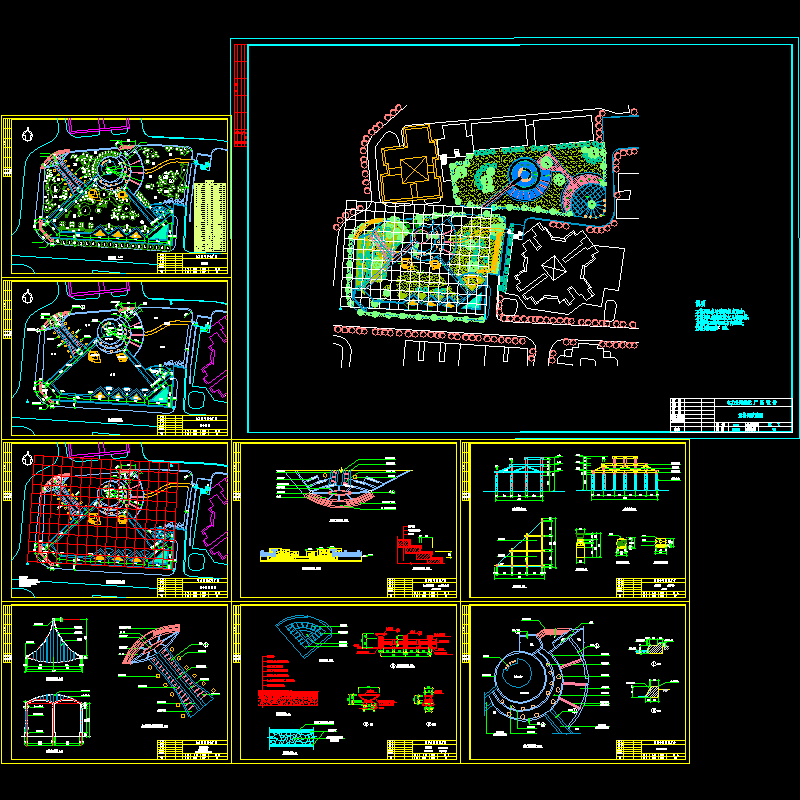 全套广场景观施工CAD图纸（放线图纸） - 1