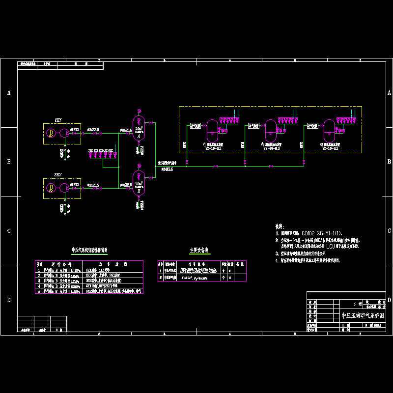 水电站中压压缩空气系统布置示意CAD图纸 - 1