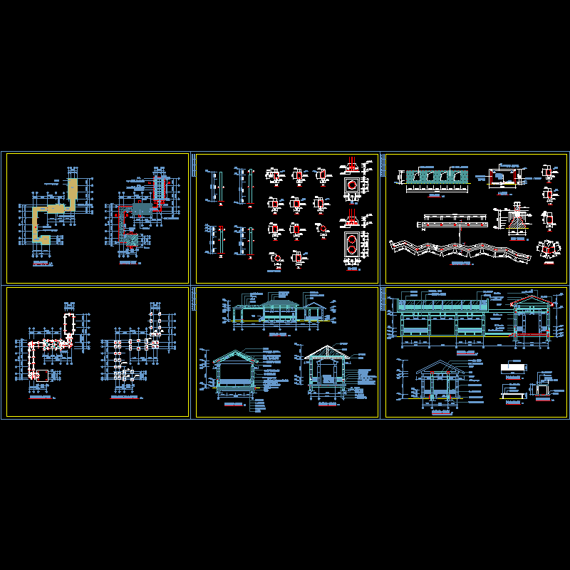 小区内长廊全套施工CAD详图纸 - 1