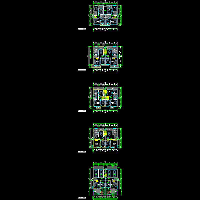 叠拼式别墅户型设计图纸(效果图).dwg - 1