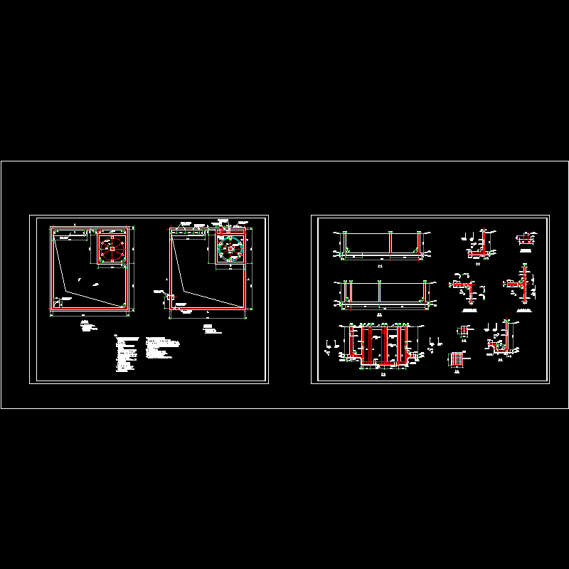 循环水池结构设计CAD施工图纸(dwg) - 1