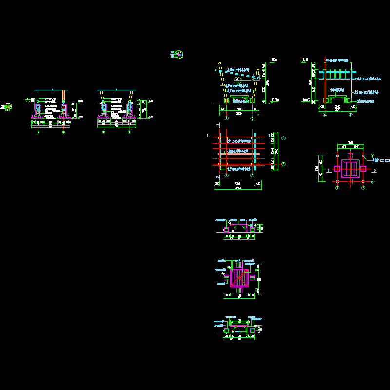 特色四角景观亭CAD施工图纸 - 1