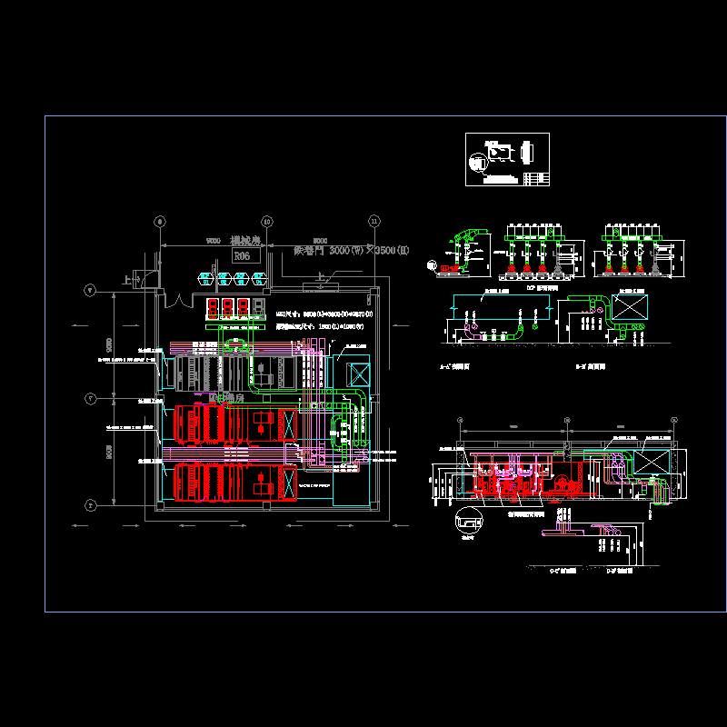空调机房施工CAD图纸（机组布置图纸） - 1