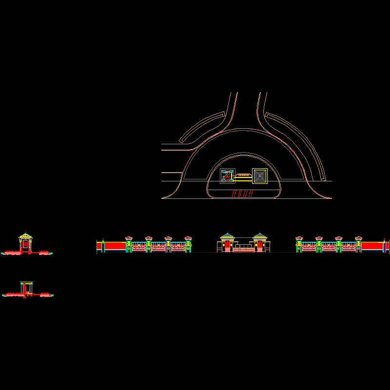 小区大门景观设计CAD施工图纸 - 1