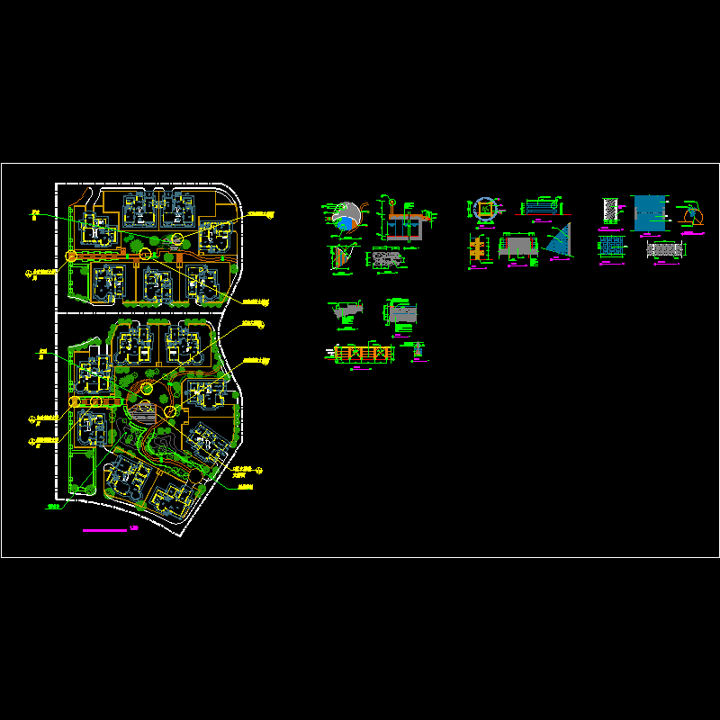 别墅区绿化CAD施工图纸（栏杆节点大样图纸） - 1