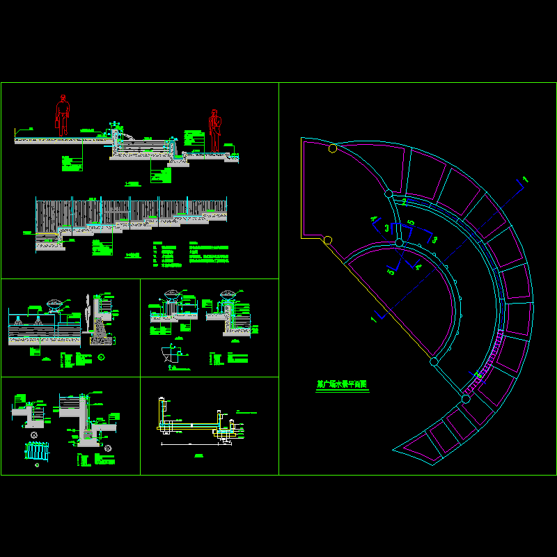 广场水景施工CAD图纸,含节点详图纸 - 1