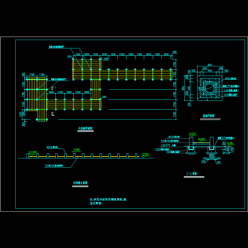 木栈道施工CAD详图纸 - 1