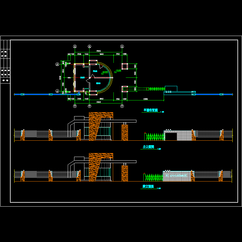 大门建筑方案施工图纸.dwg - 1