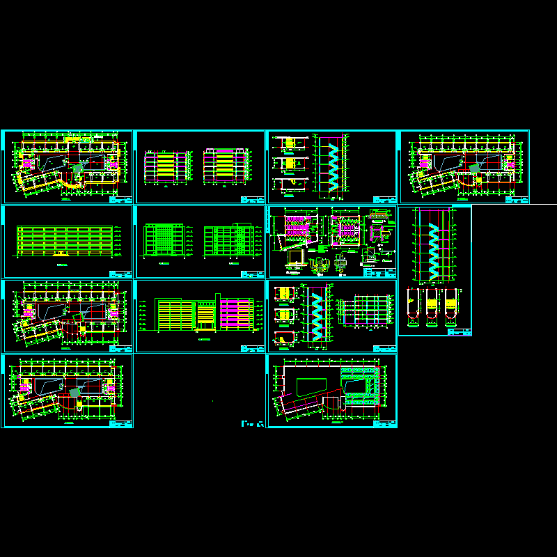 6层教学楼施工方案CAD图纸，共13张.dwg - 1