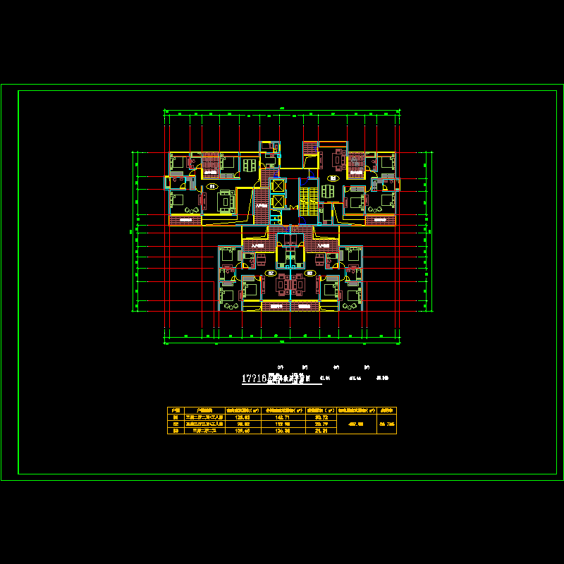 塔式高层一梯四户户型图纸.dwg - 1