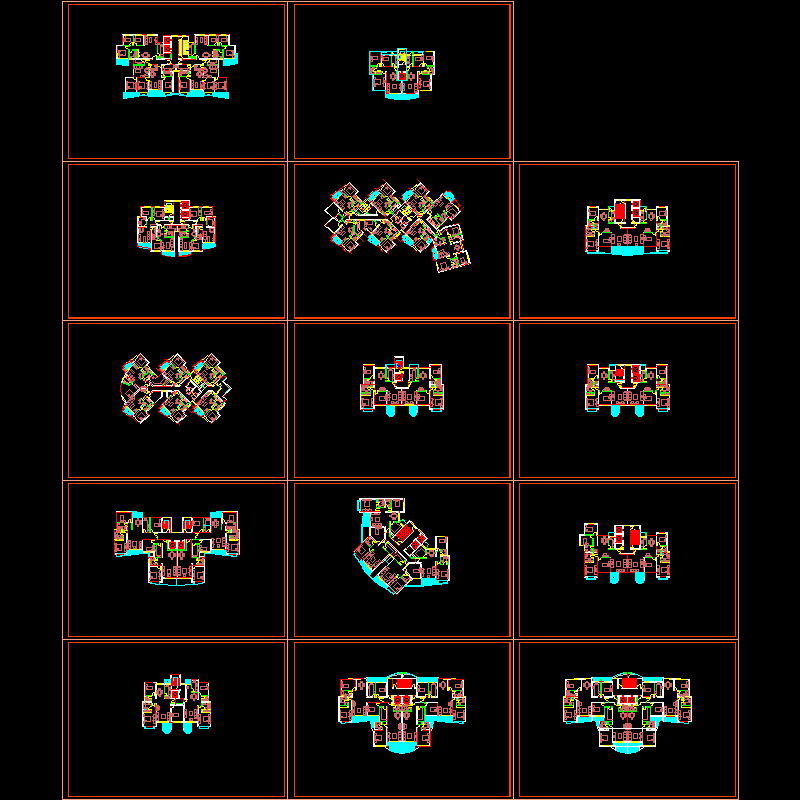 经典平面户型设计CAD图纸(高层住宅户型).dwg - 1