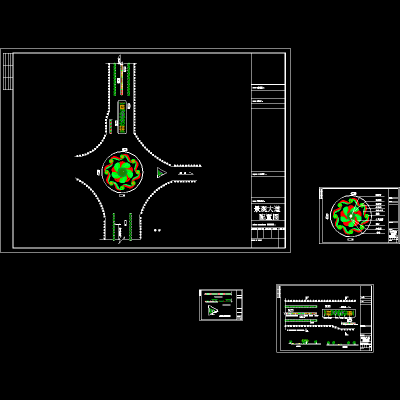 工业园区转盘绿化设计CAD图纸 - 1