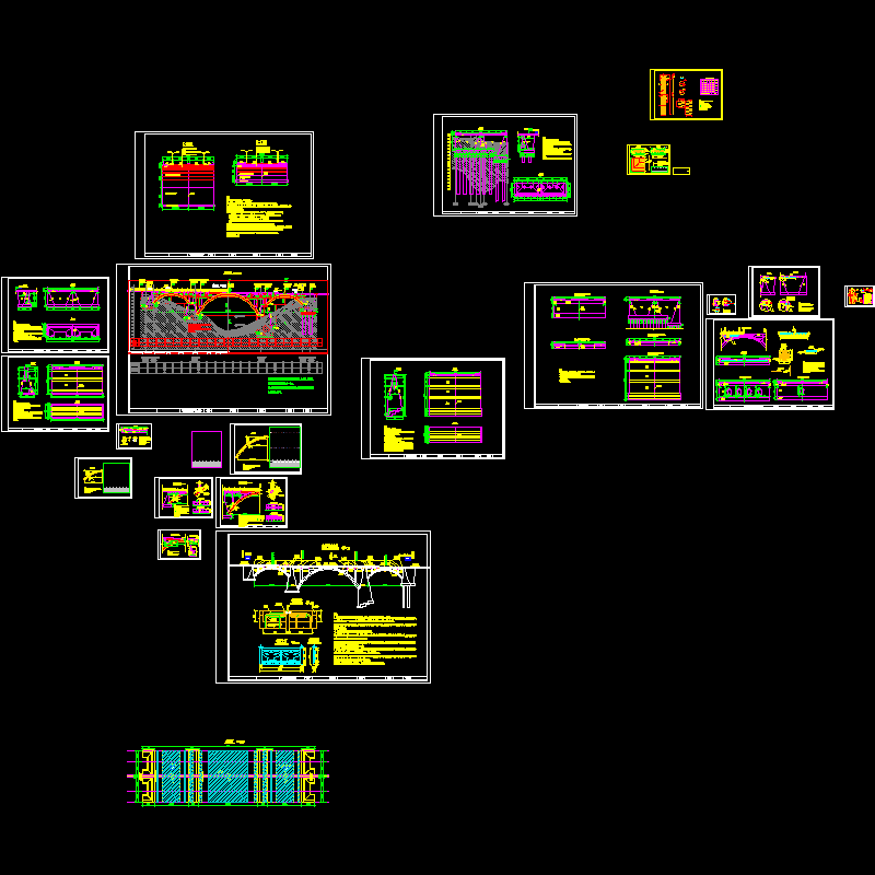 203520m连拱空腹式石拱桥全套CAD施工图纸（21张）.dwg - 1