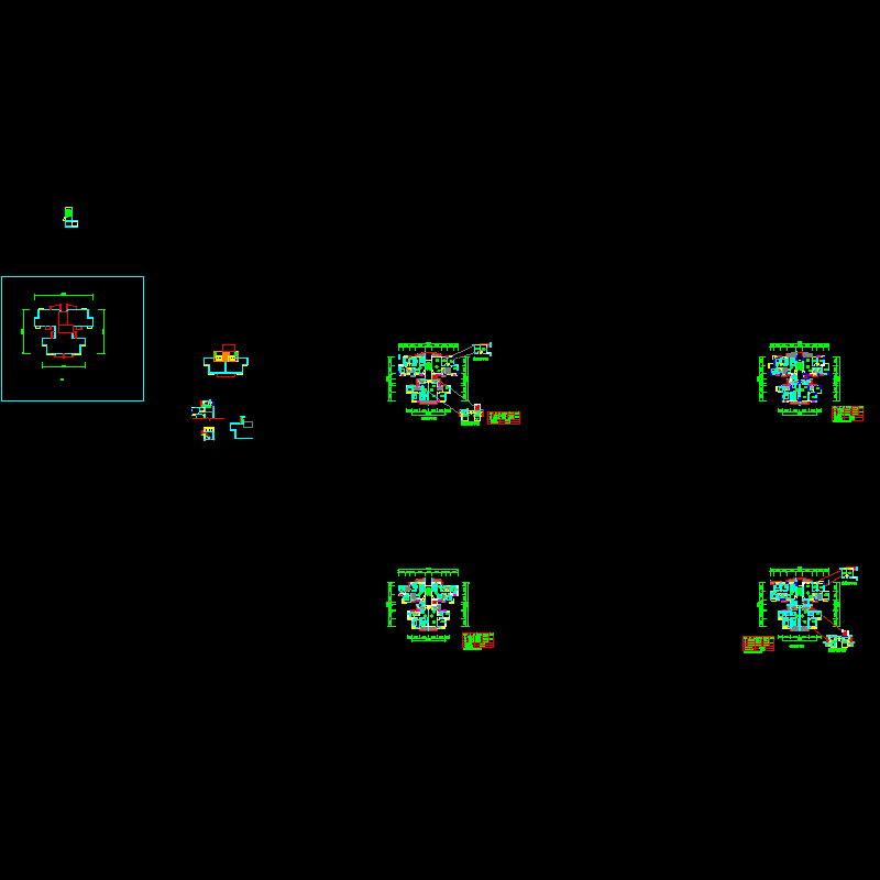 塔式高层一梯四户户型图纸.dwg - 1