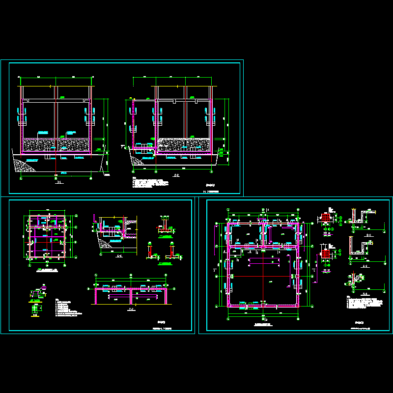 抗浮泵房结构设计CAD图纸，共3张 - 1