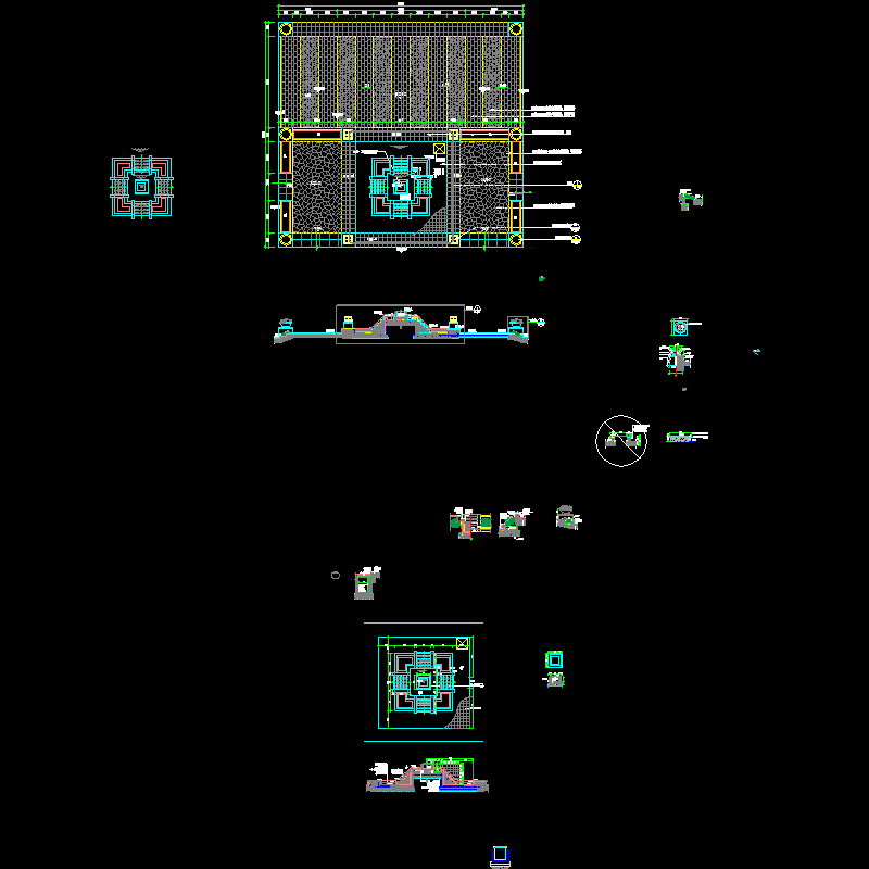 广场水池跌水CAD施工图纸 - 1