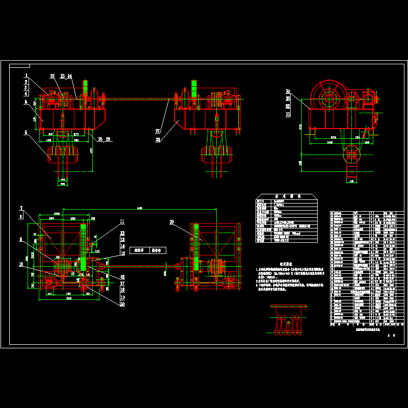 一套2×2000KN固定卷扬机设计CAD图纸 - 1