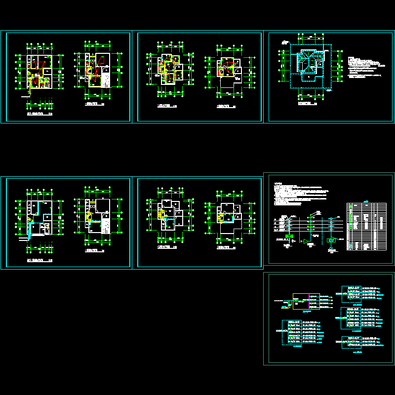 上3层别墅强电弱电CAD施工图（9页图纸） - 1